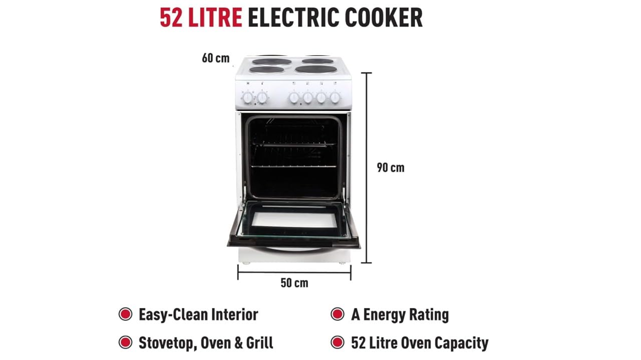 Freestanding Electric Cooker 52L 50cm White