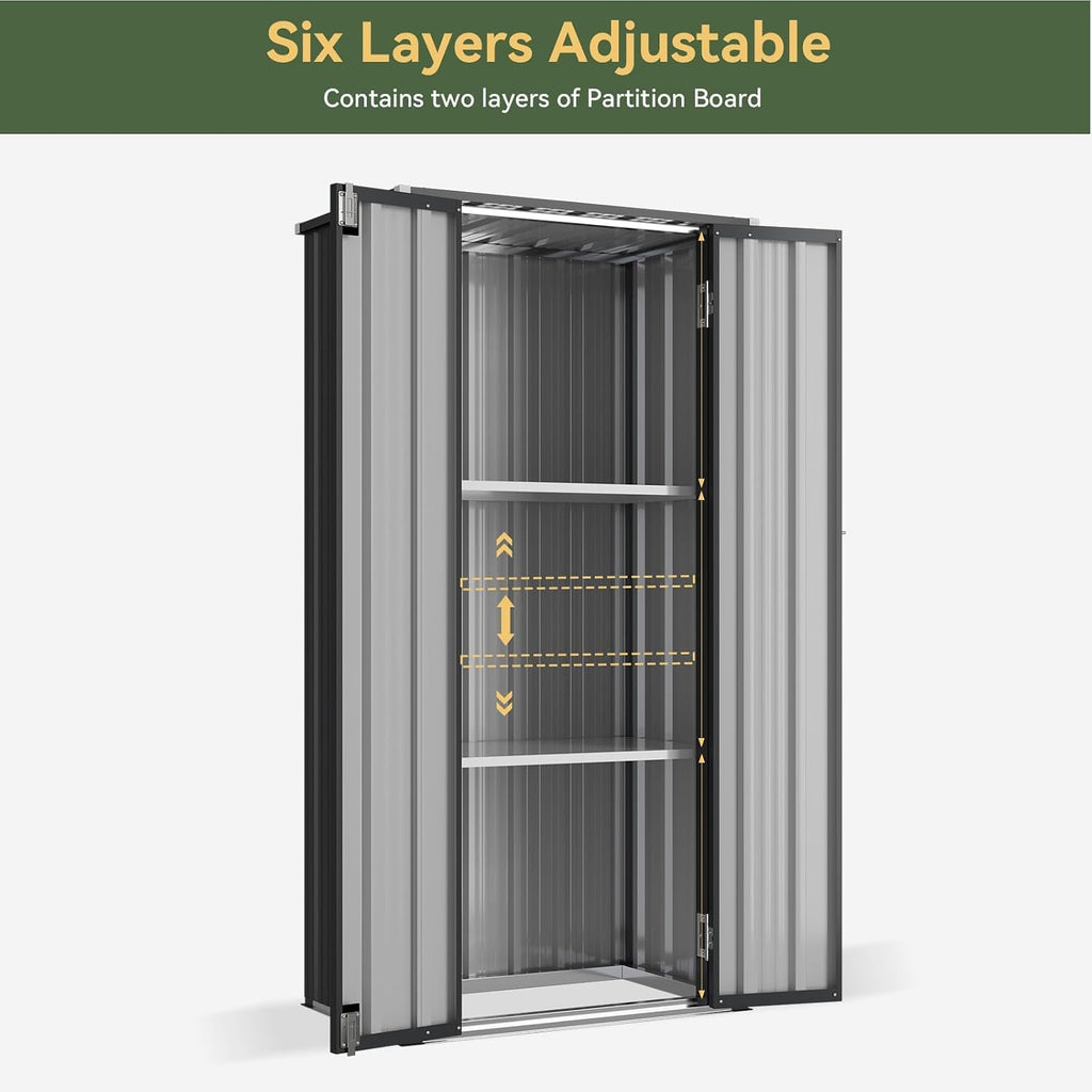 Vertical Garden Storage Shed 29.5 X 17.3 X 68.3 In Black Galvanized Steel