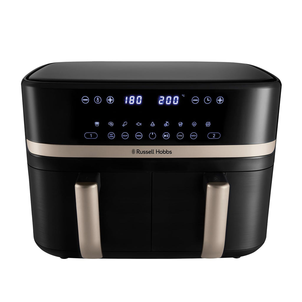 Dual Air Fryer 9L 2800W Dual Basket Touch Control Black