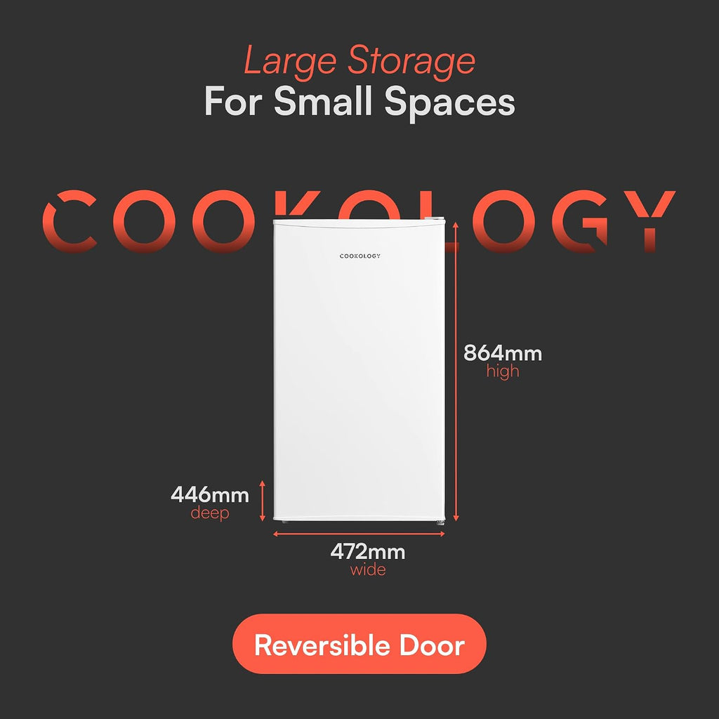 Under Counter Fridge 88L Adjustable Thermostat White Reversible Door