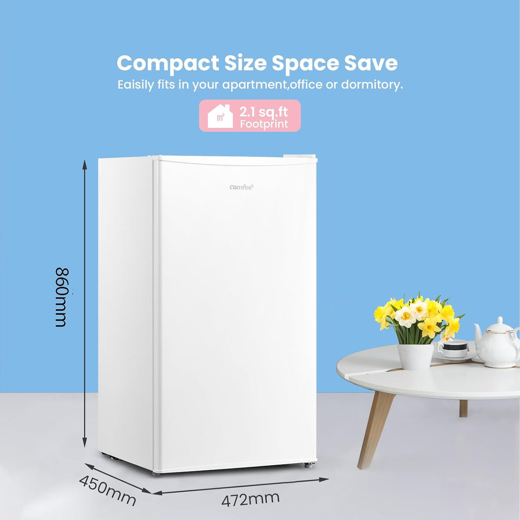 Under Counter Fridge 93L Cooler Box Interior Light Reversible Door White