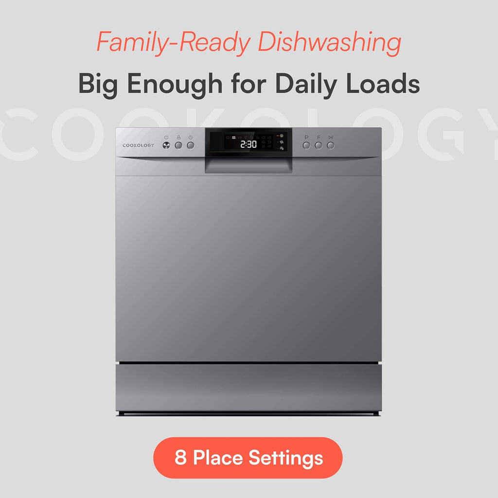 Table Top Dishwasher 8 Place Settings 7 Wash Cycles Silver