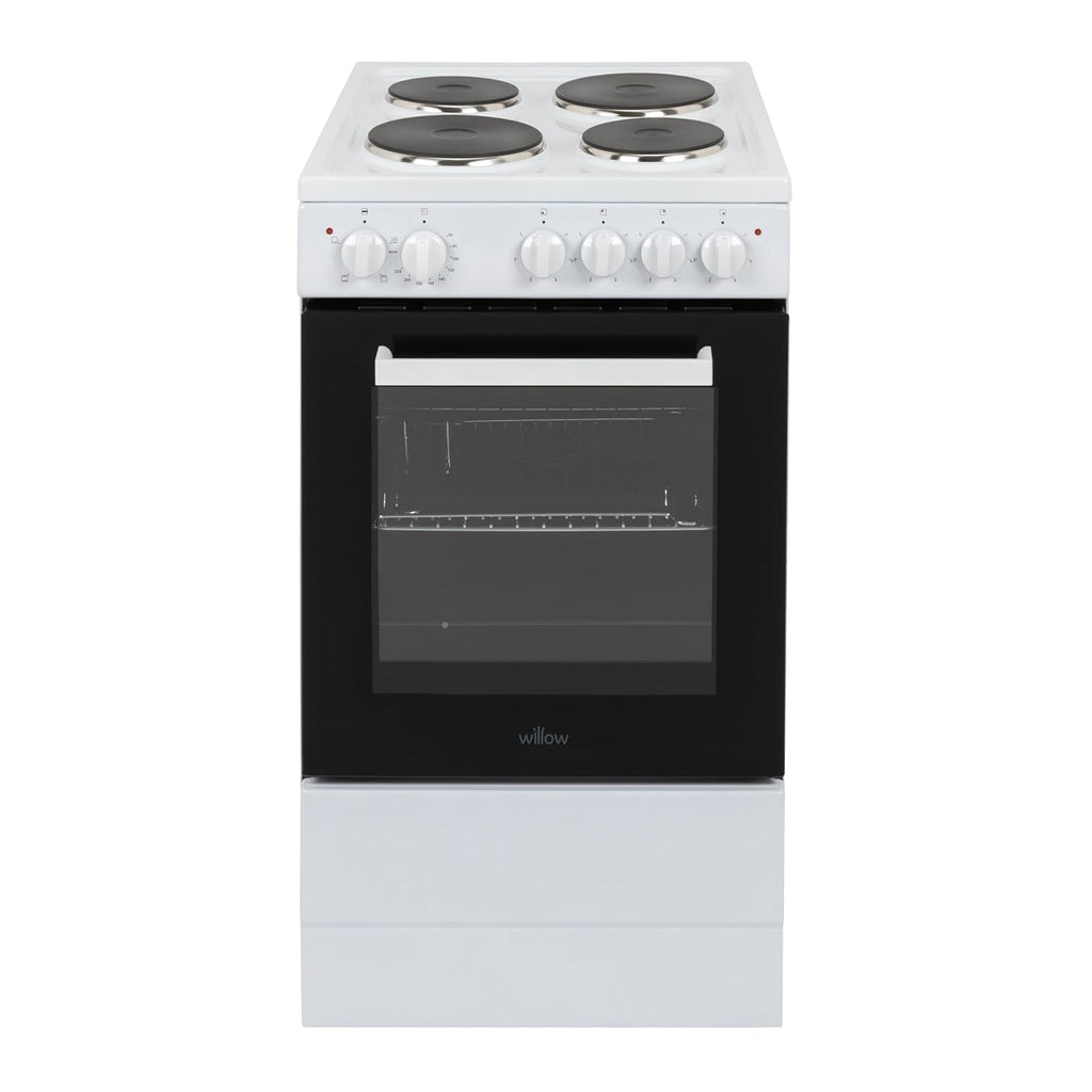 Freestanding Electric Cooker 62L 4 Solid Plate Hobs White