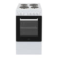 Freestanding Electric Cooker 62L 4 Solid Plate Hobs White