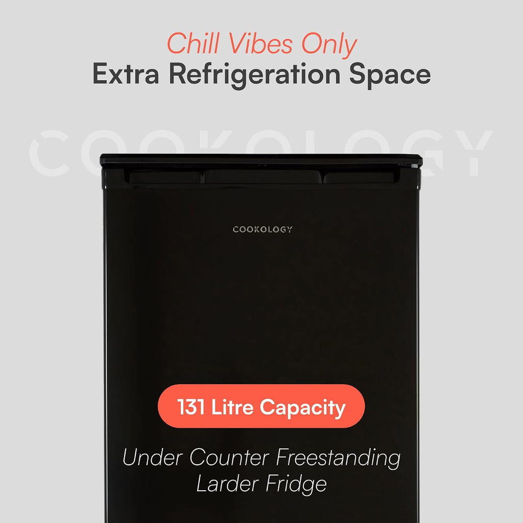 Freestanding Larder Fridge 130L Undercounter With Reversible Door Black
