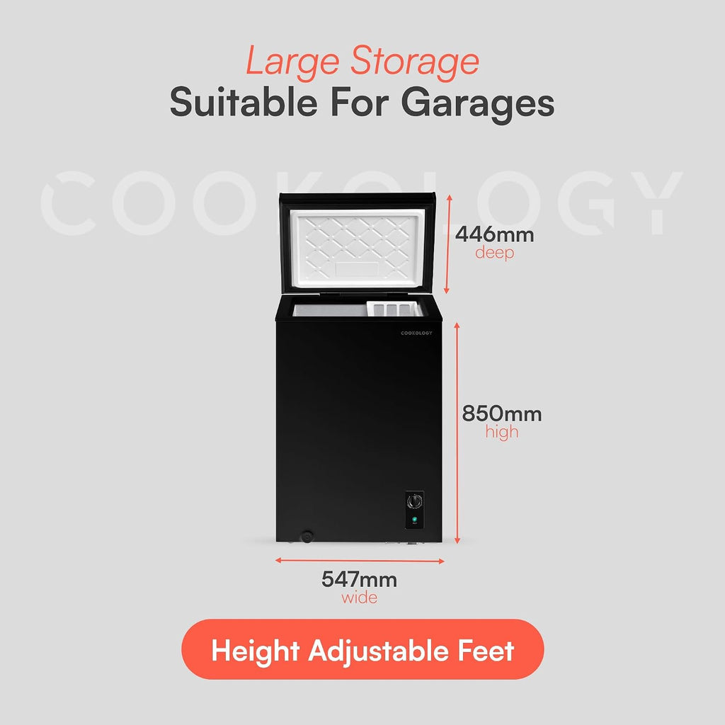 Freestanding Chest Freezer 99L Adjustable Thermostat Black
