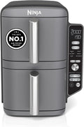 Double Stack XL Air Fryer 9.5L 2470W Vertical Dual Drawer Grey