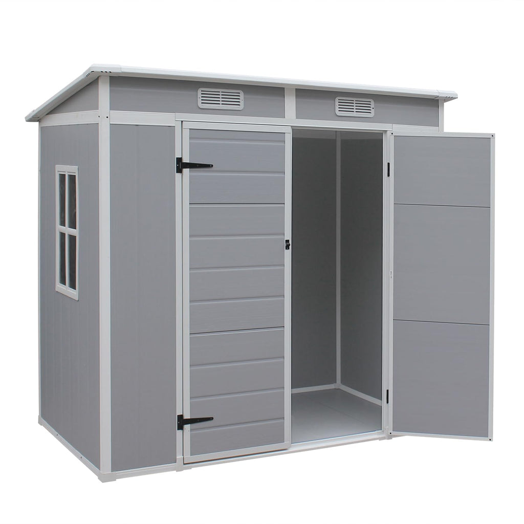 Outdoor Garden Storage Shed 6 X 4 Ft Grey Plastic Aluminium Frame