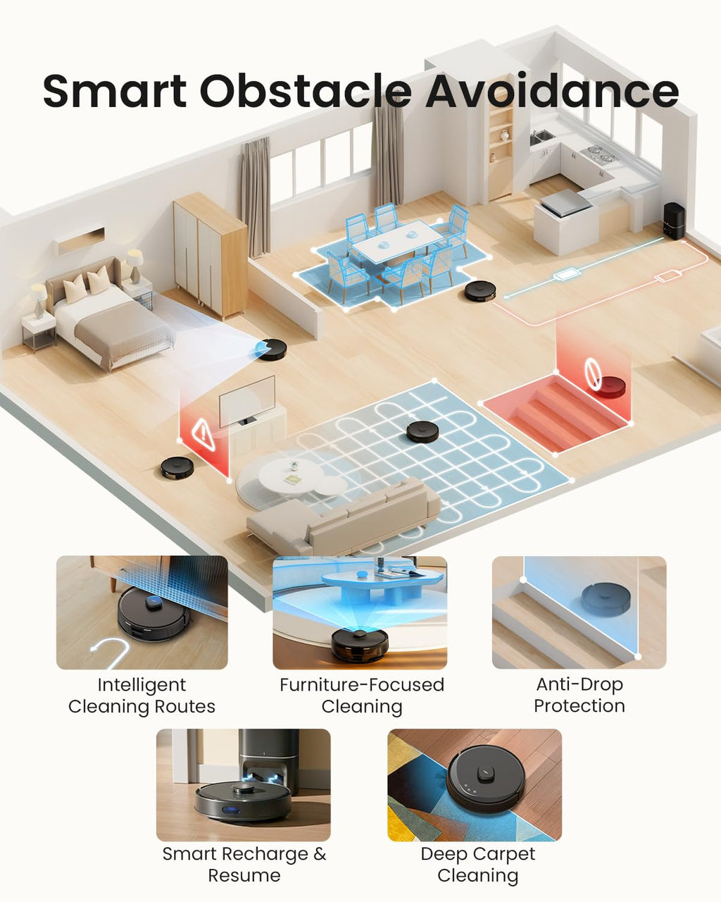 Robot Vacuum Cleaner 5300Pa LiDAR Navigation Auto-Empty Black