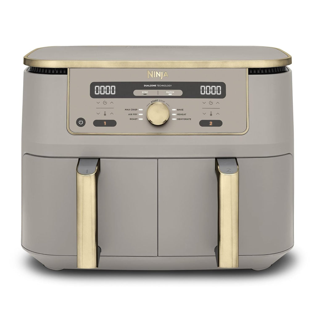 Dual Zone Digital Air Fryer 9.5L 6-in-1 Stone Gold