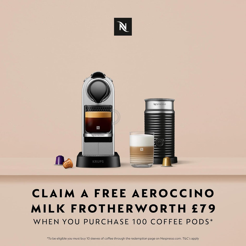 Automatic Pod Coffee Machine 1260W 1L Removable Tank Silver