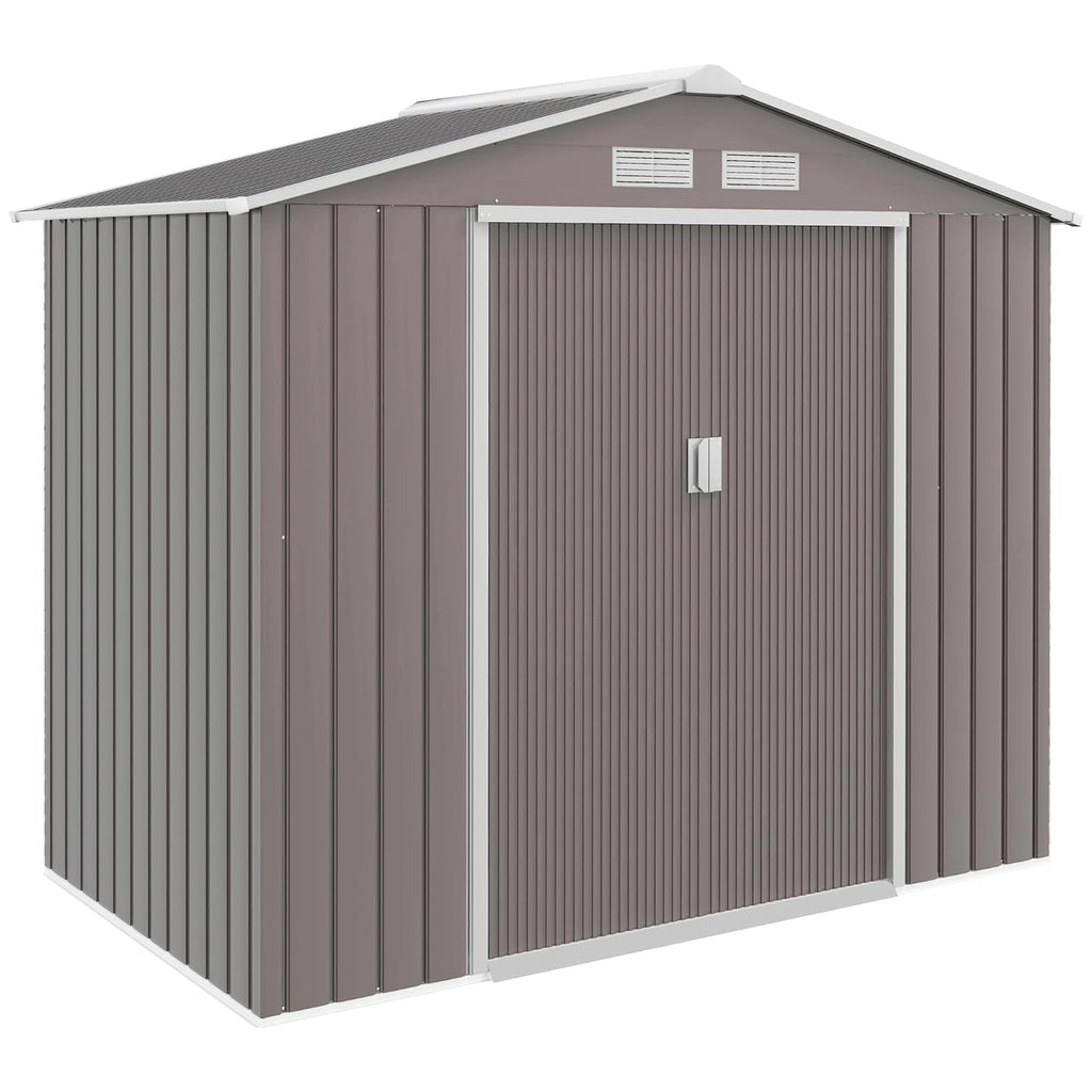 Metal Garden Shed 9 X 6 Ft Light Brown Steel Double Doors