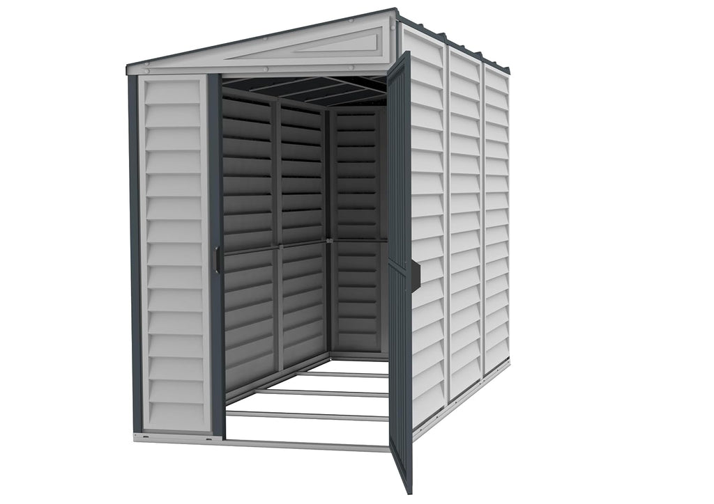 SideMate PLUS 4 x 8 Plastic Garden Shed 2.95 m² with Metal Foundation Kit Dark Grey