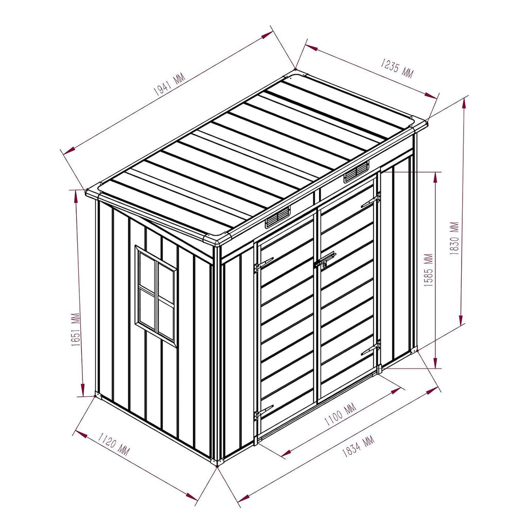 Outdoor Garden Storage Shed 6 X 4 Ft Grey Plastic Aluminium Frame