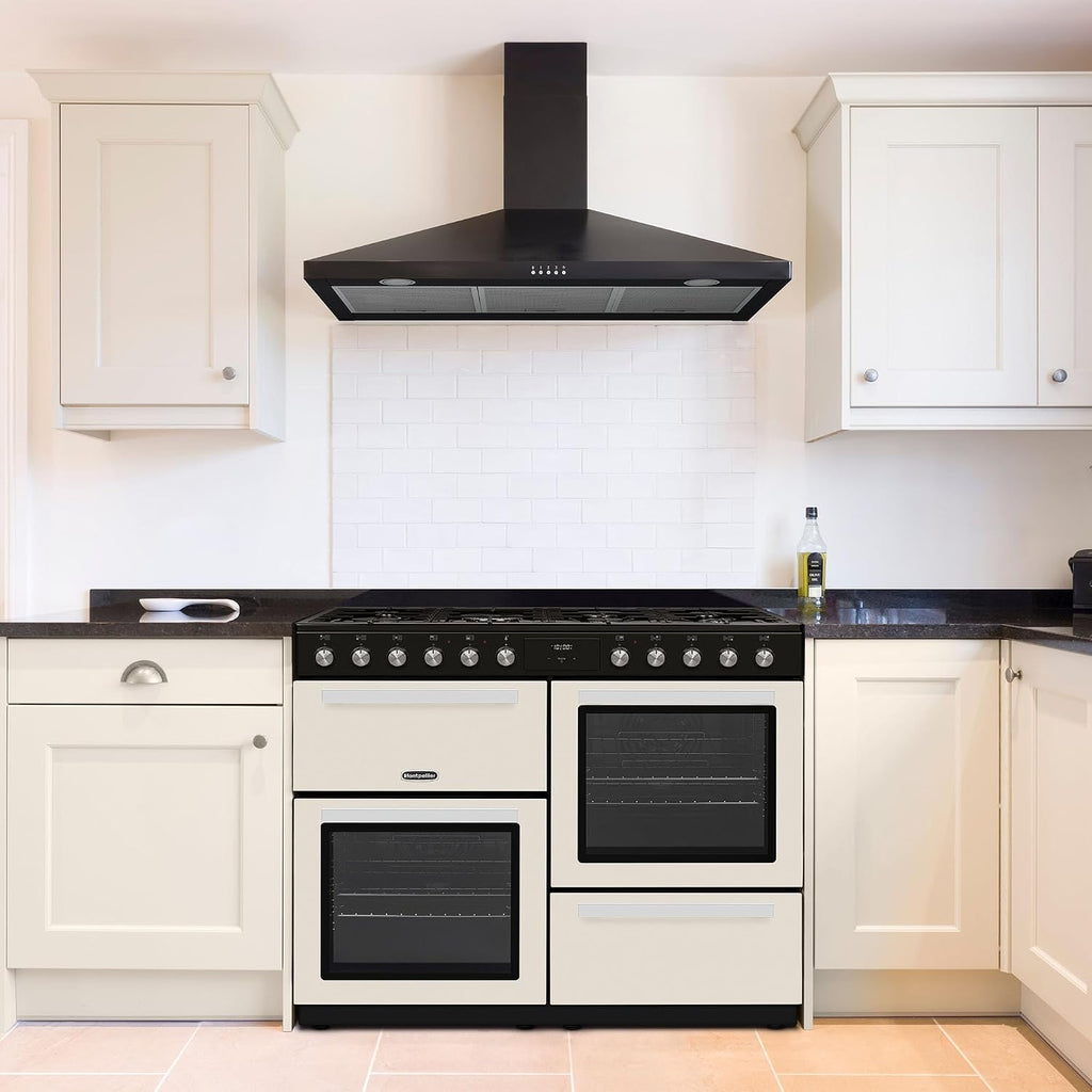Dual Fuel Range Cooker 100cm Freestanding 7 Burners 2 Ovens Cream