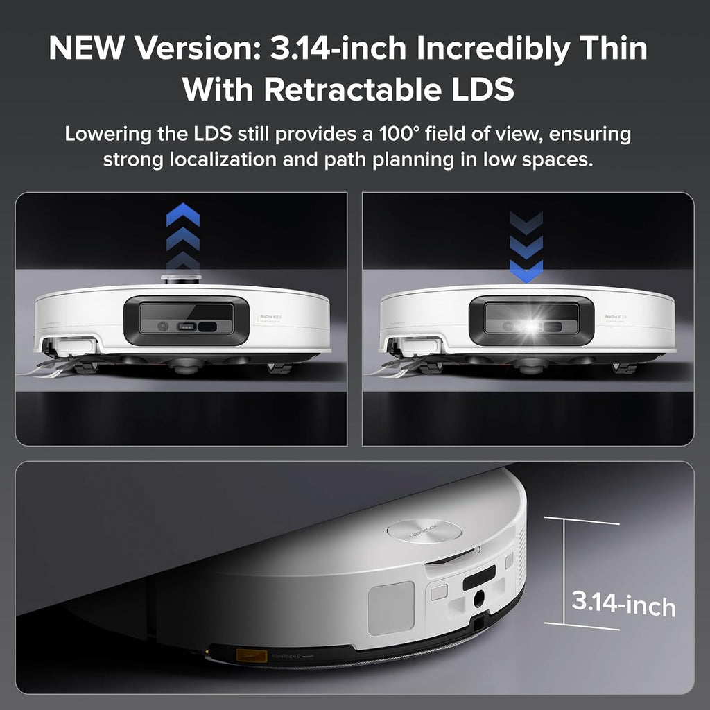 Robot Vacuum Cleaner 22,000 Pa 3.14-Inch Ultra Slim Zero-Tangling AI 3.0 Obstacle Avoidance White