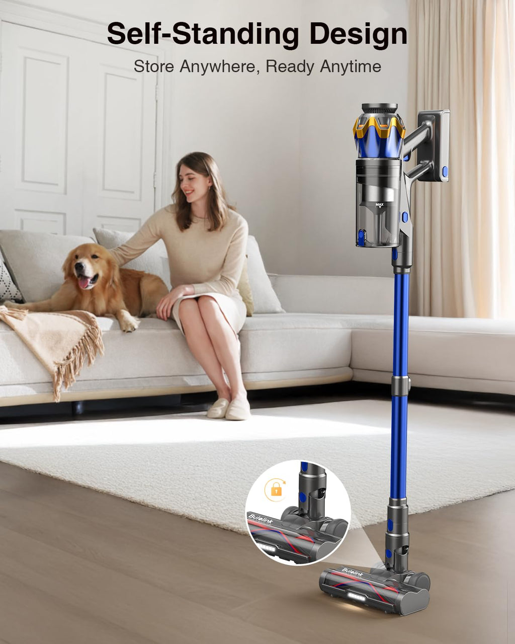 Cordless Vacuum Cleaner 600W 50kPa 65Min OLED Touch Screen Blue