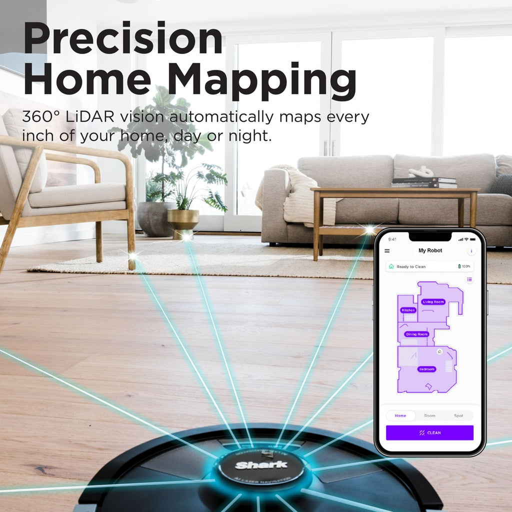 Robot Vacuum & Mop 2-in-1 Self-Empty LiDAR Mapping Edge Cleaning Black