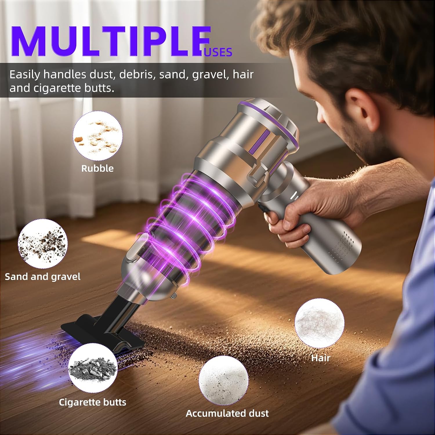 Handheld Vacuum Cleaner 22000Pa 3 Speed Brushless Motor Cordless Silver
