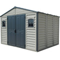 Plastic Garden Storage Shed 10.5 X 8 Ft Double Doors Lockable Dark Grey