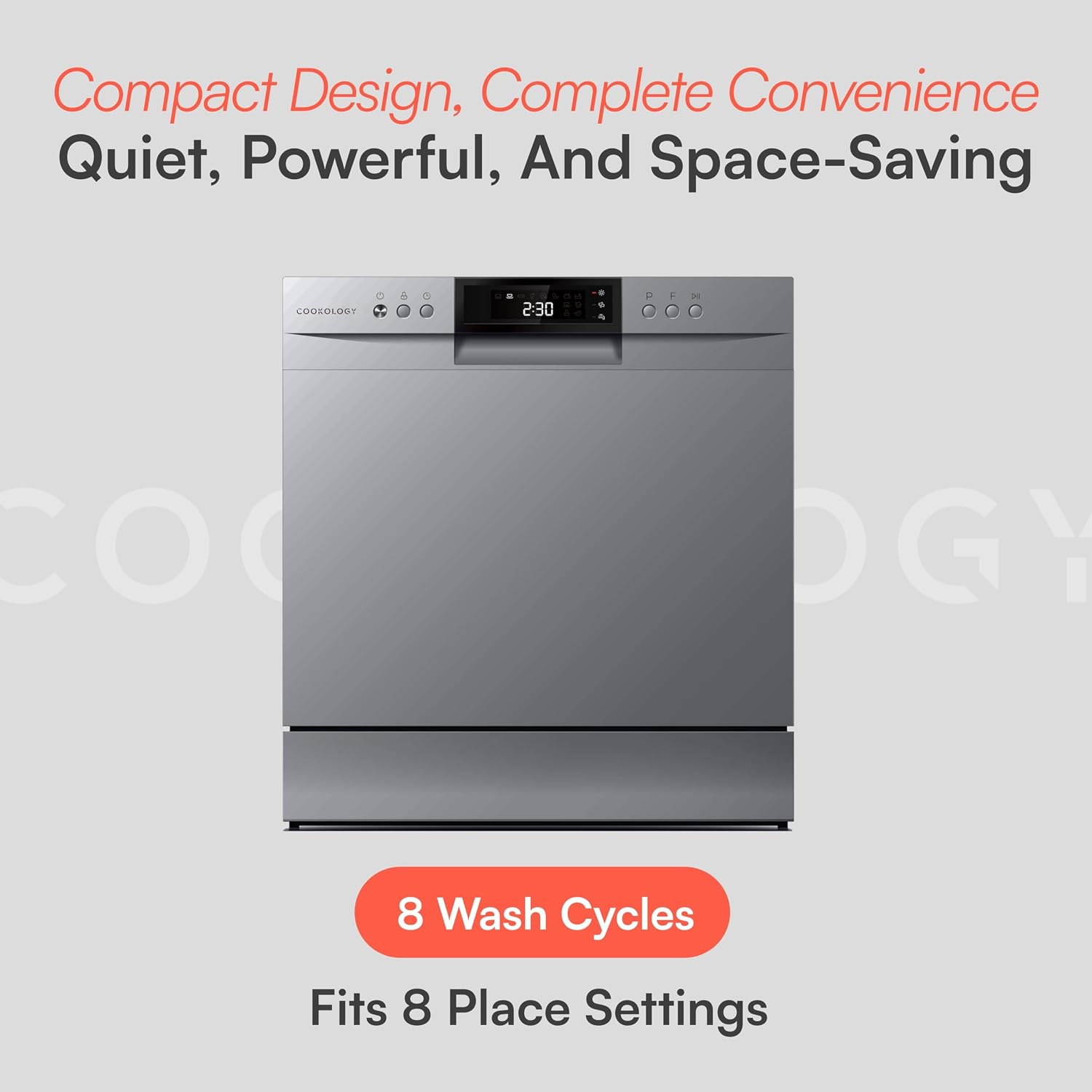 Table Top Dishwasher 8 Place Settings 7 Wash Cycles Silver