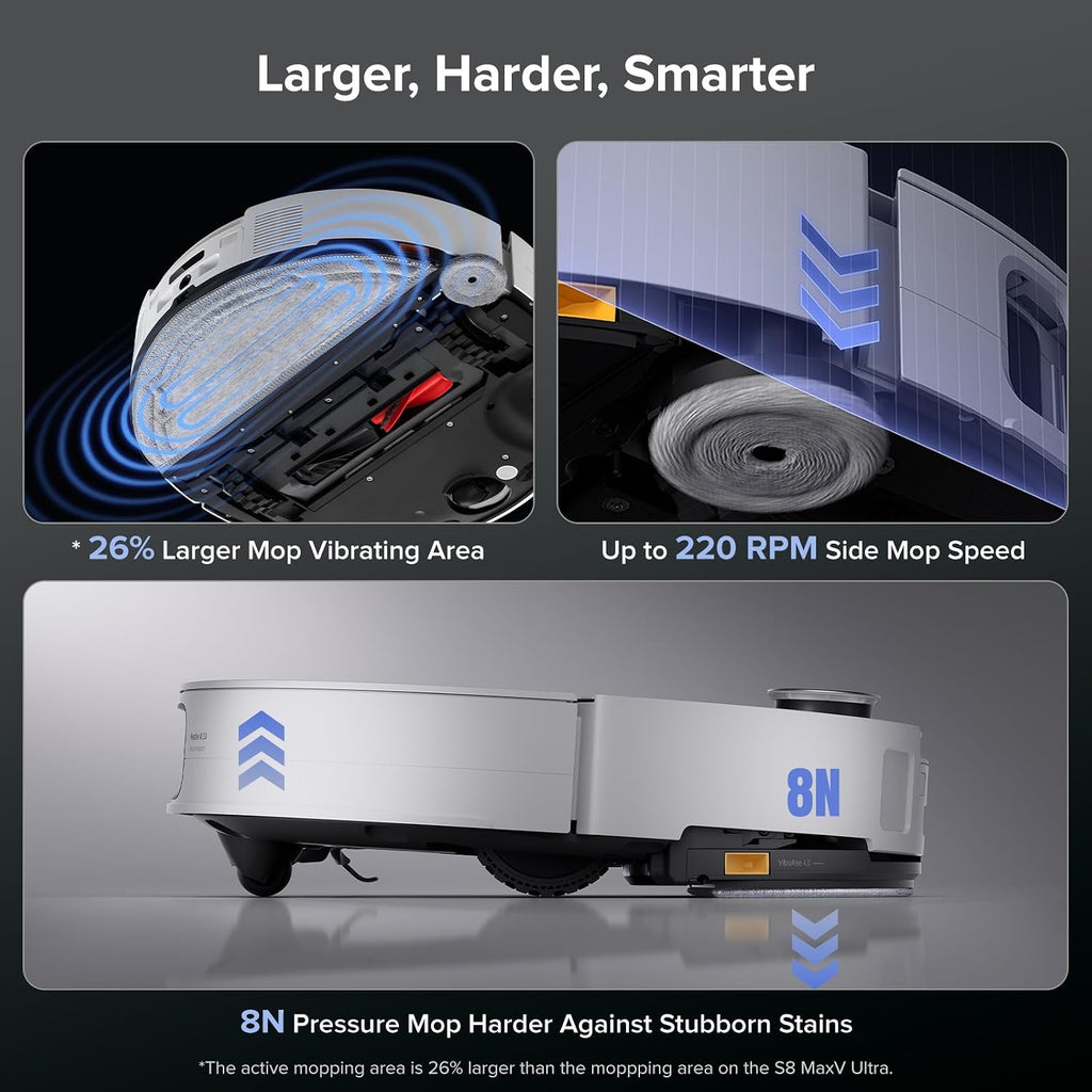 Robot Vacuum Cleaner 22,000 Pa 3.14-Inch Ultra Slim Zero-Tangling AI 3.0 Obstacle Avoidance White