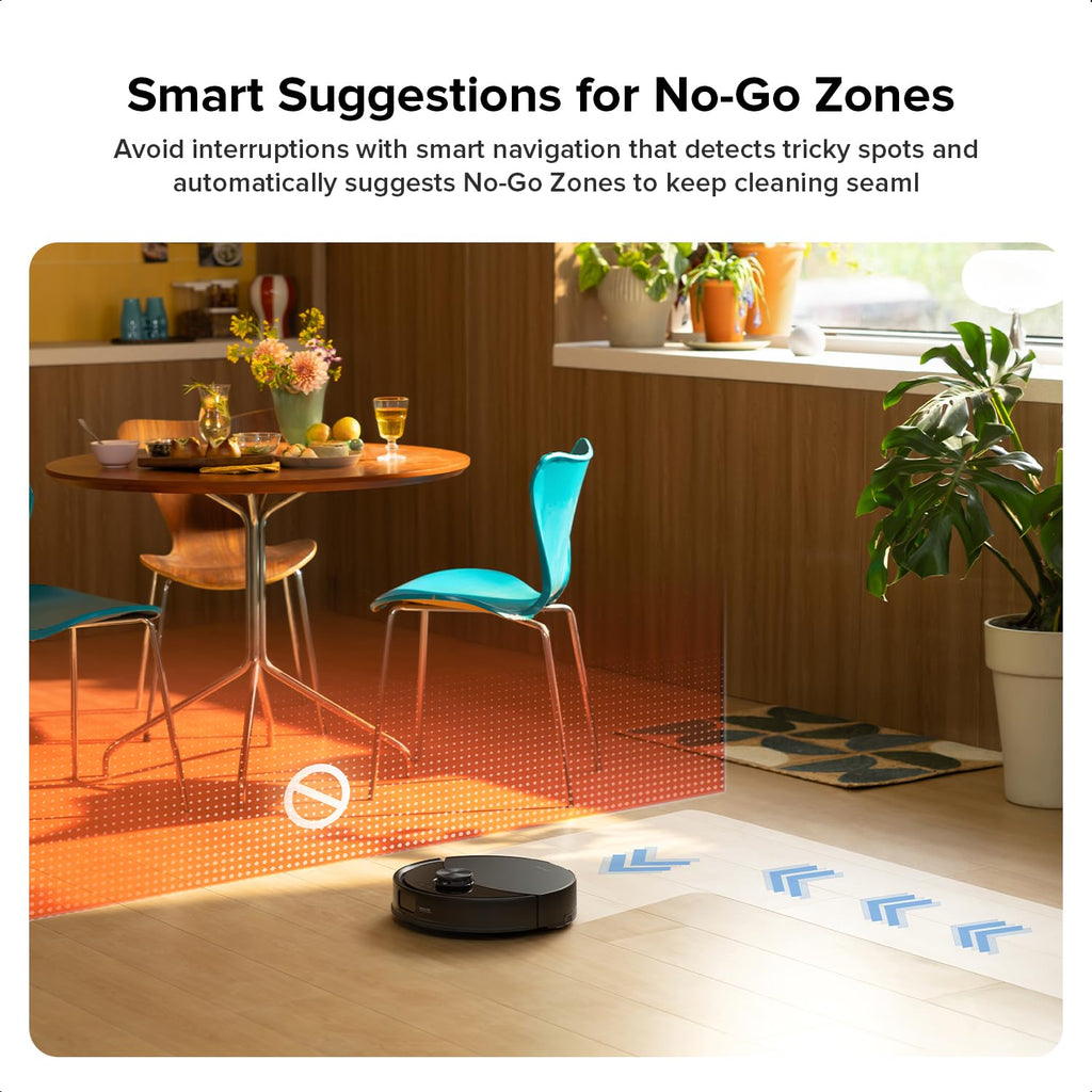 Robot Vacuum Cleaner with Mop 10,000 Pa Suction Dual Anti-Tangle Brushes Black