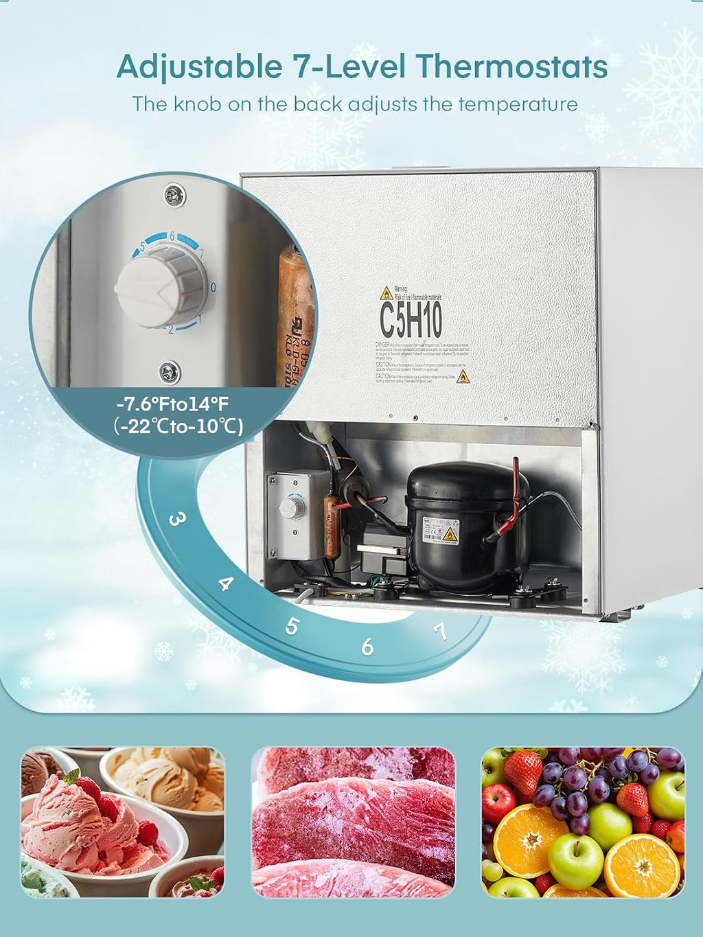 Table Top Mini Freezer 32L White Freestanding