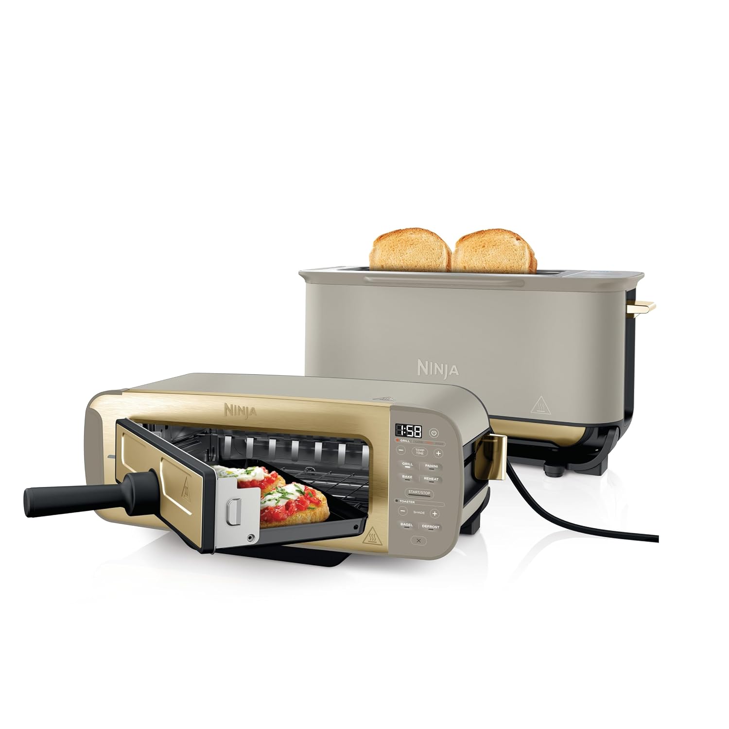 3-in-1 Toaster Grill And Panini Press 7 Functions Flip Design Stone Gold
