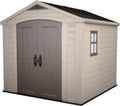 Plastic Garden Storage Shed 8 X 8 Ft Beige Double Doors Lockable