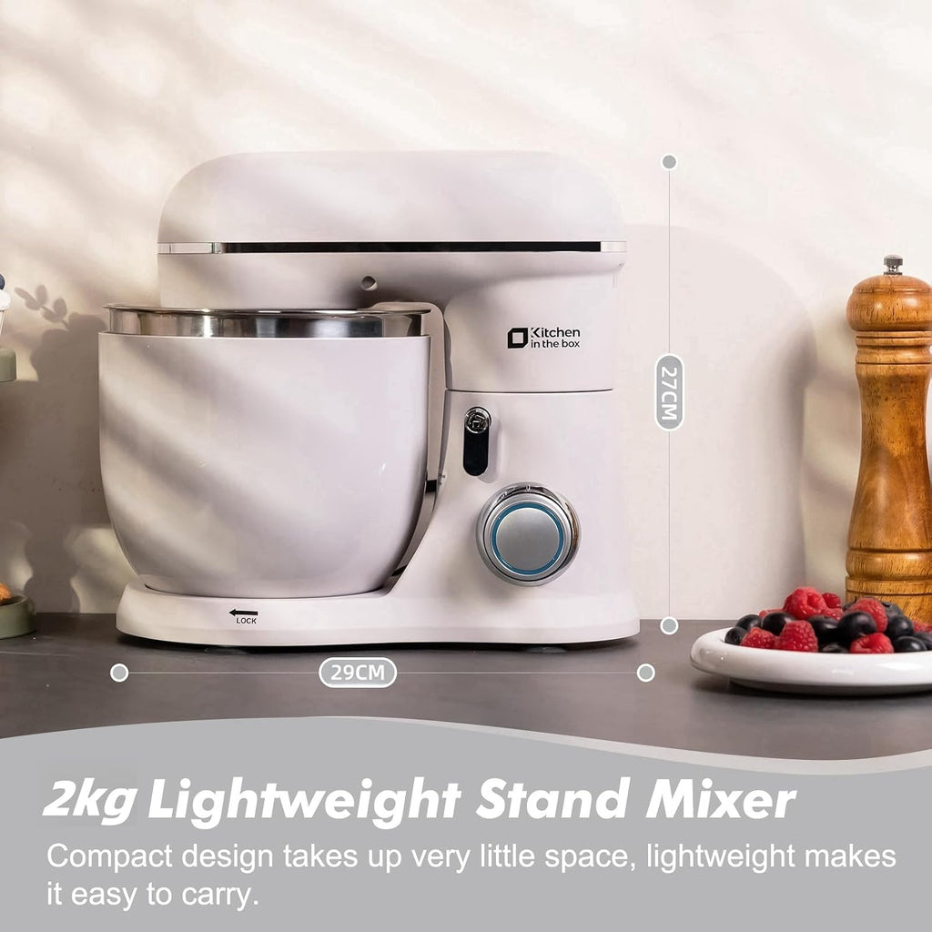 Mini Stand Mixer 3.5L 10 Speed 800W Dough Hook Whisk Beater Grey White