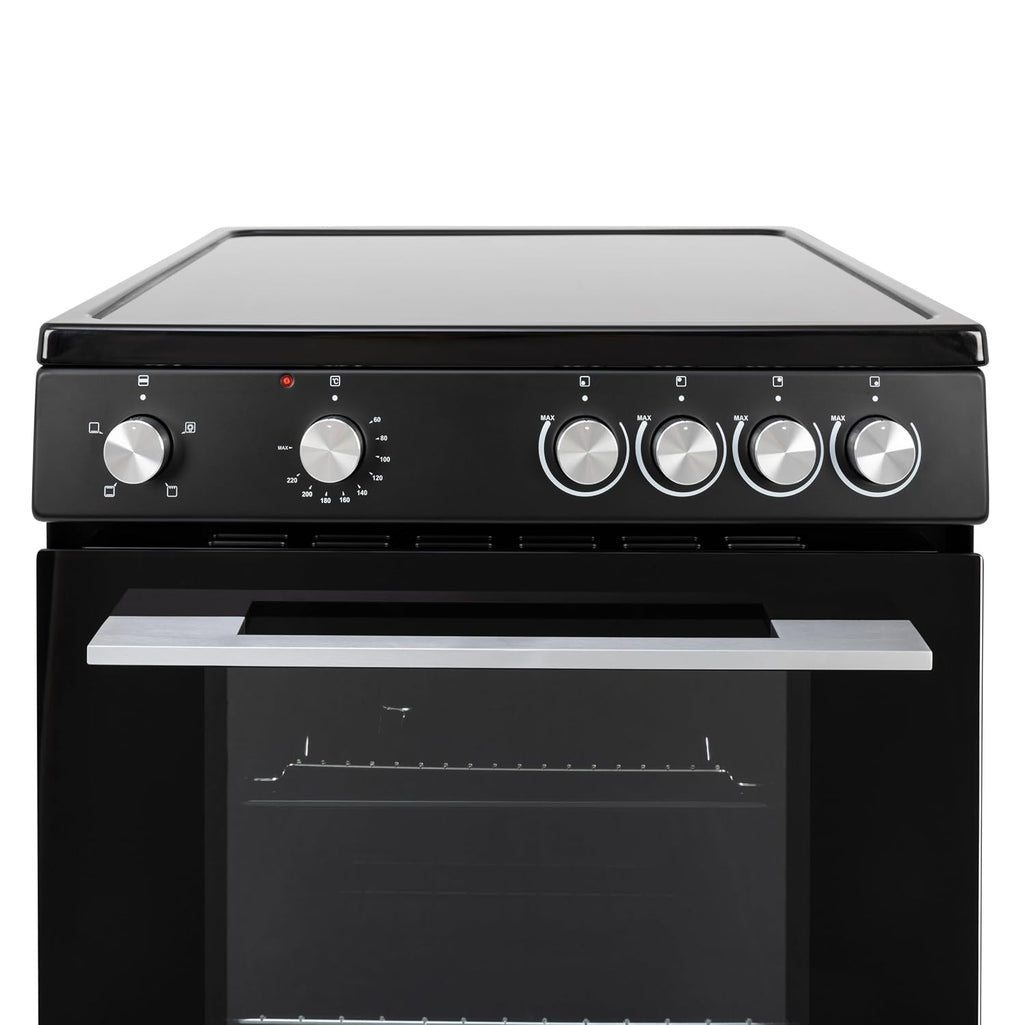 Freestanding Electric Single Cavity Cooker 68L 4 Ceramic Hobs Black