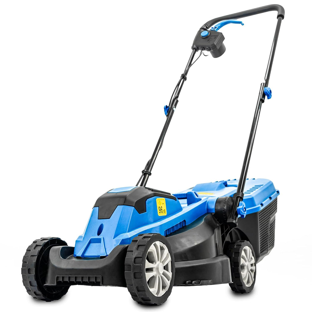 Corded Electric Lawn Mower 33cm 1300W 30L Grass Box 3 Heights Blue