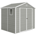 Plastic Garden Storage Shed 8 X 6 Ft Light Grey Aluminium Frame Lockable Door
