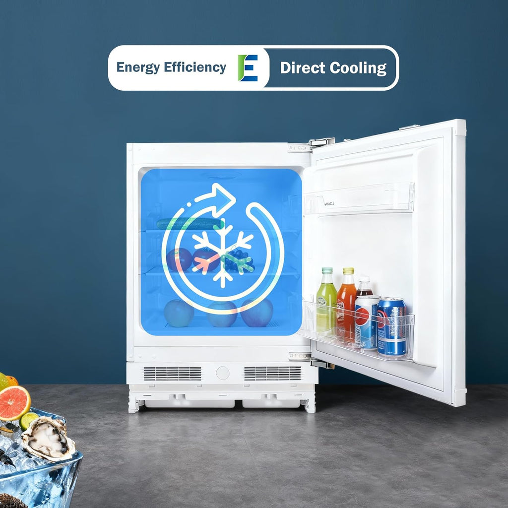 Integrated Under Counter Fridge 110L LED Light Reversible Door White