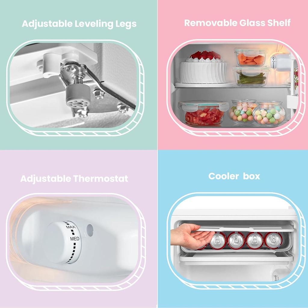 Under Counter Fridge 93L Cooler Box Interior Light Reversible Door White