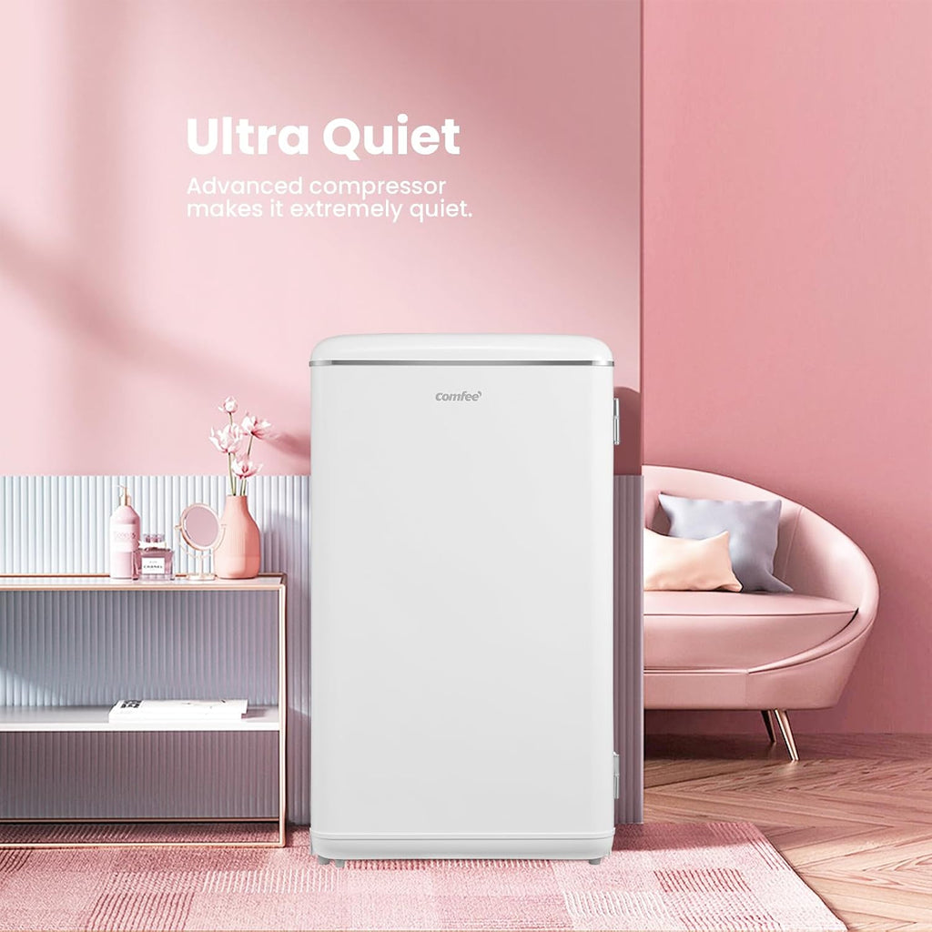 Under Counter Fridge 93L Retro Chiller Box Adjustable Thermostat White