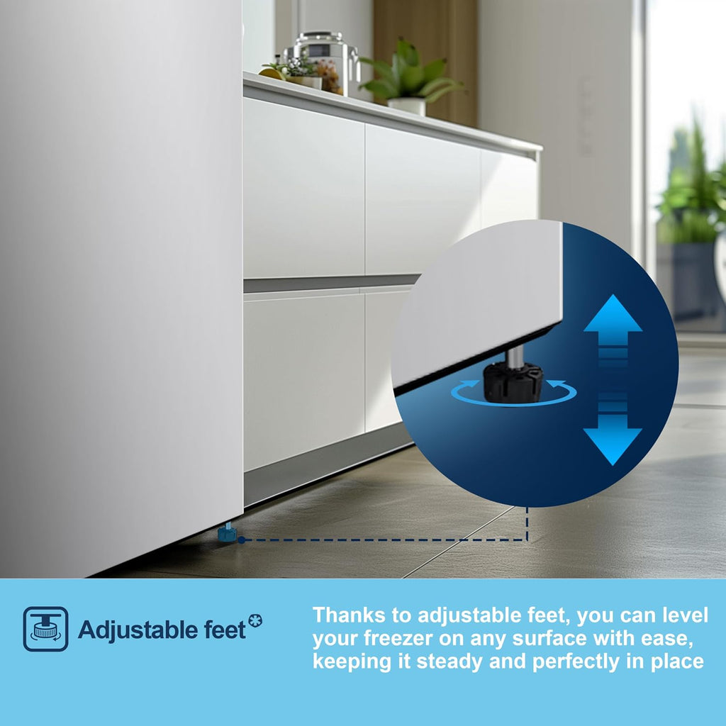 Freestanding Upright Freezer 165L 143Cm 5 Compartments Reversible Door White