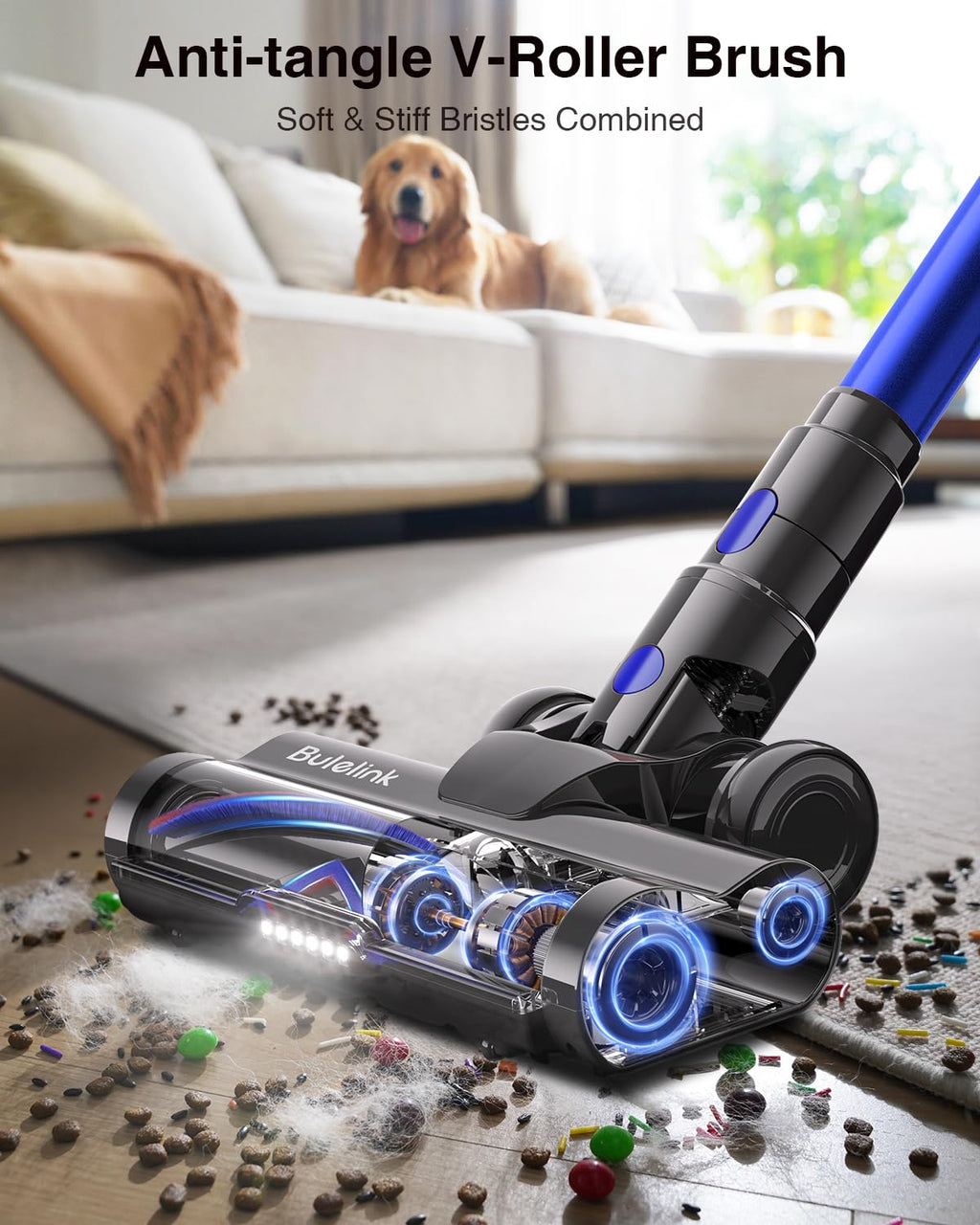 Cordless Vacuum Cleaner 600W 50kPa 65Min OLED Touch Screen Blue