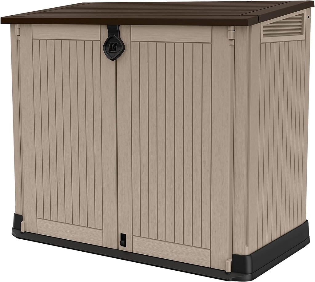 Outdoor Garden Storage Shed 845L Top And Front Opening Beige Brown