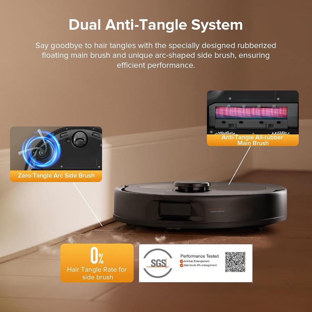 Robot Vacuum Cleaner With Mop 10000Pa Suction Dual Anti-Tangle Brushes Black