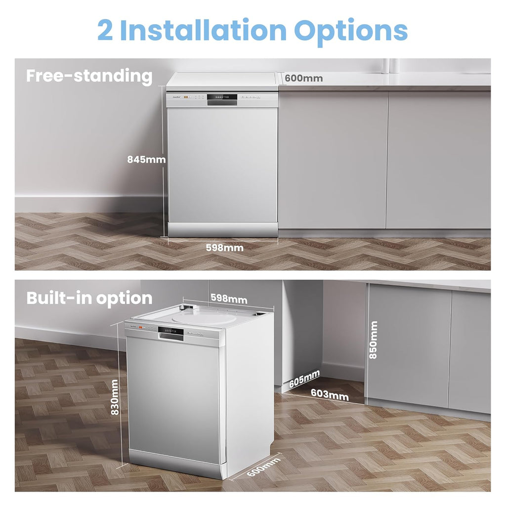Freestanding Dishwasher 13 Place Settings 6 Programmes White Auto Door Open