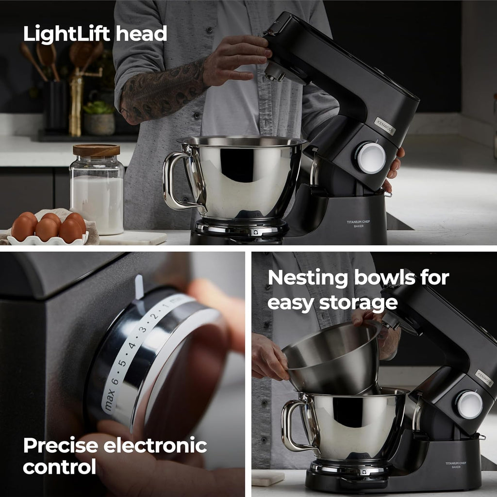 Stand Mixer 1200W Integrated Scale 5L 3.5L Bowls Black