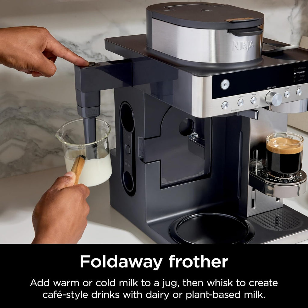 2-in-1 Filter Coffee And Pod Capsule Machine 1.8L Built-in Milk Frother Black