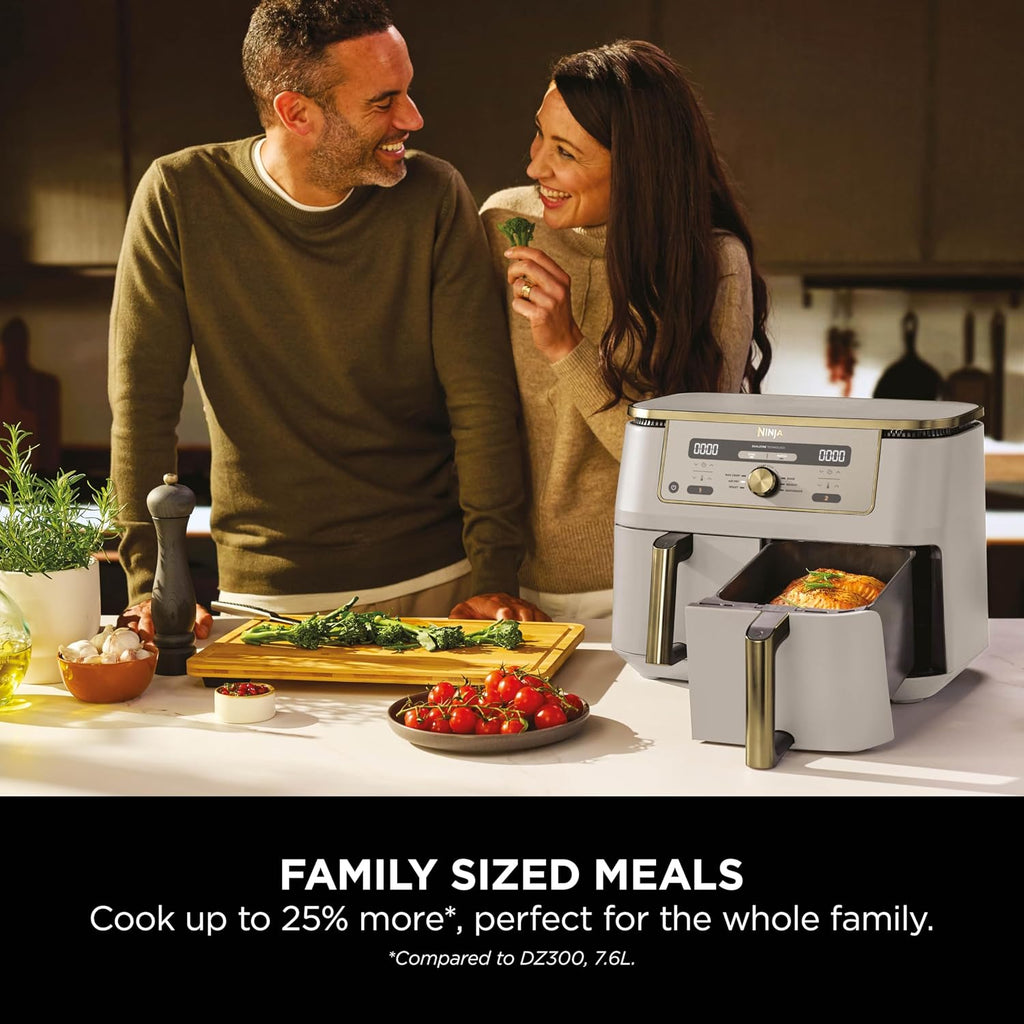 Dual Zone Digital Air Fryer 9.5L 6-in-1 Stone Gold