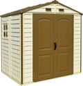 Plastic Garden Storage Shed 8 X 6 Ft Brown Double Doors Lockable
