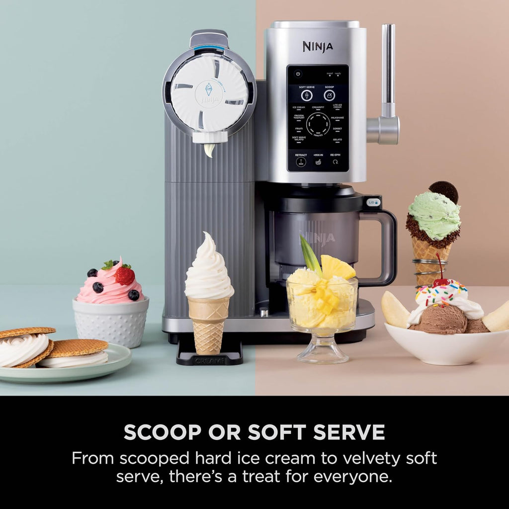 Ice Cream Maker 13 Functions 2x 480ml Tubs Soft Serve Platinum