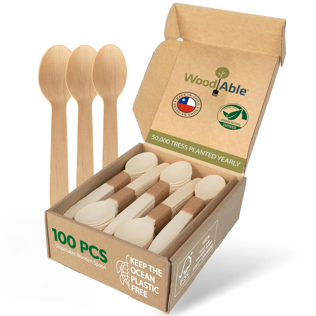 Cutlery Set 100 Spoons 6.5in Compostable Bamboo