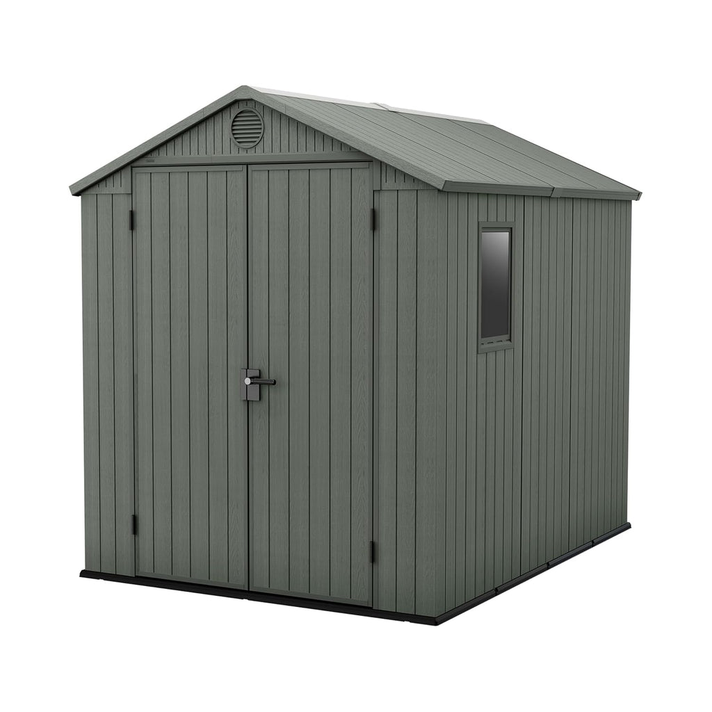 Resin Garden Storage Shed 8 X 6 Ft Brown Double Doors Lockable