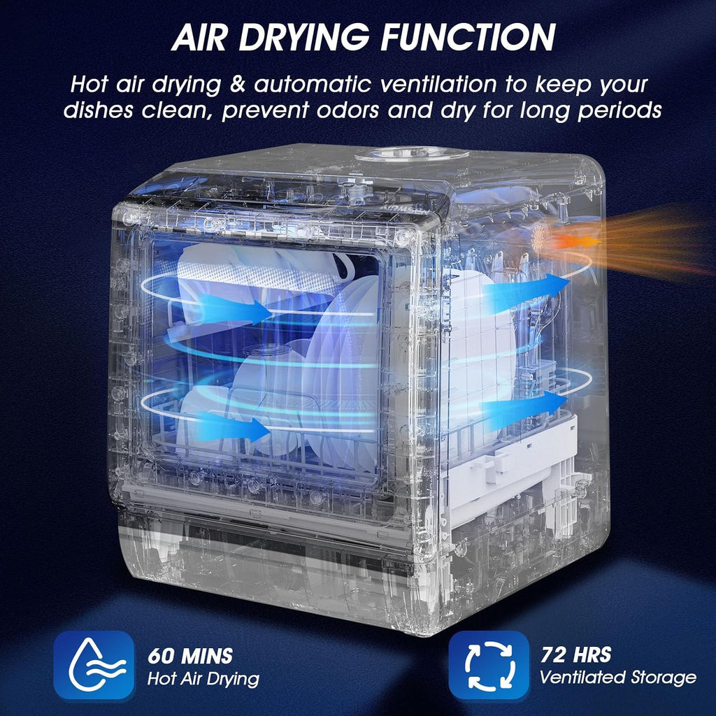 Mini Table Top Dishwasher 6 Programs Countertop Portable Dual Water Supply Baby Care Mode